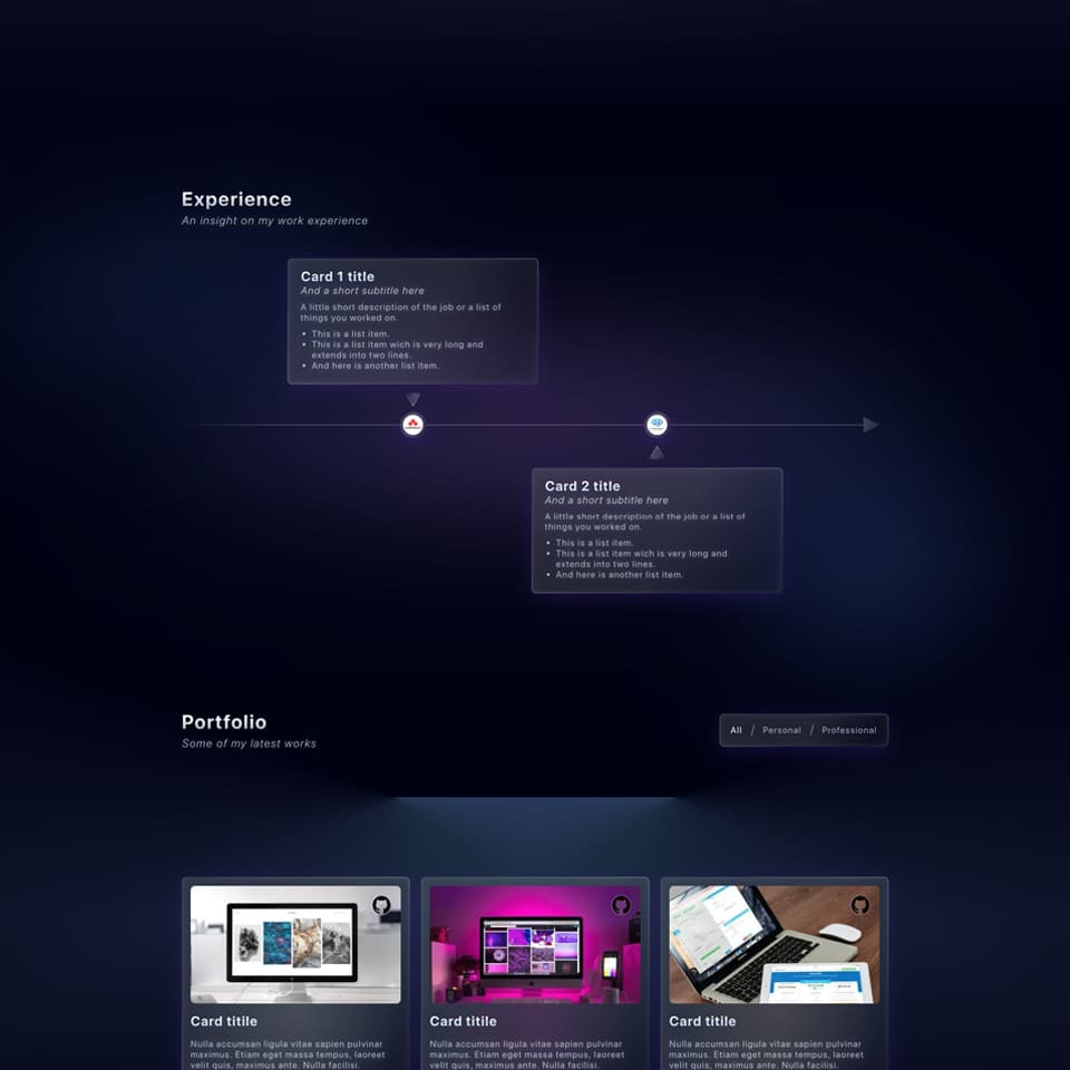 Experience and portfolio section