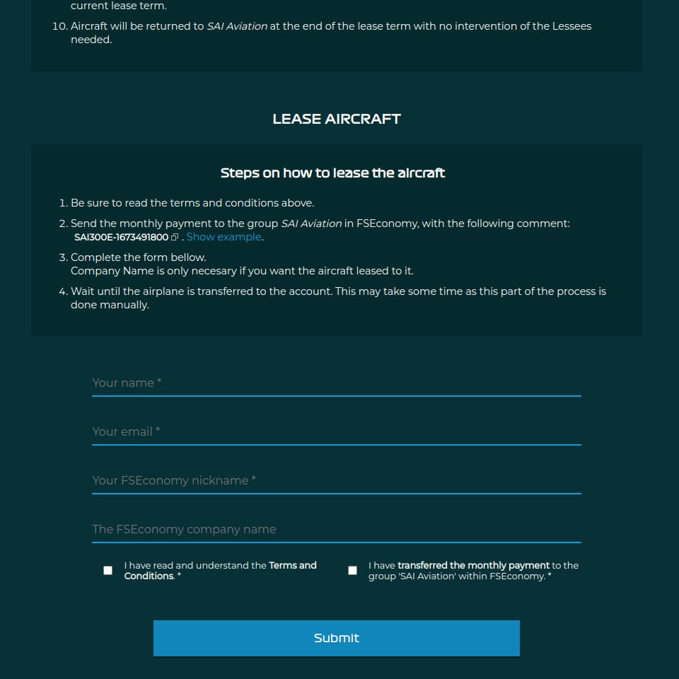 Leasing form