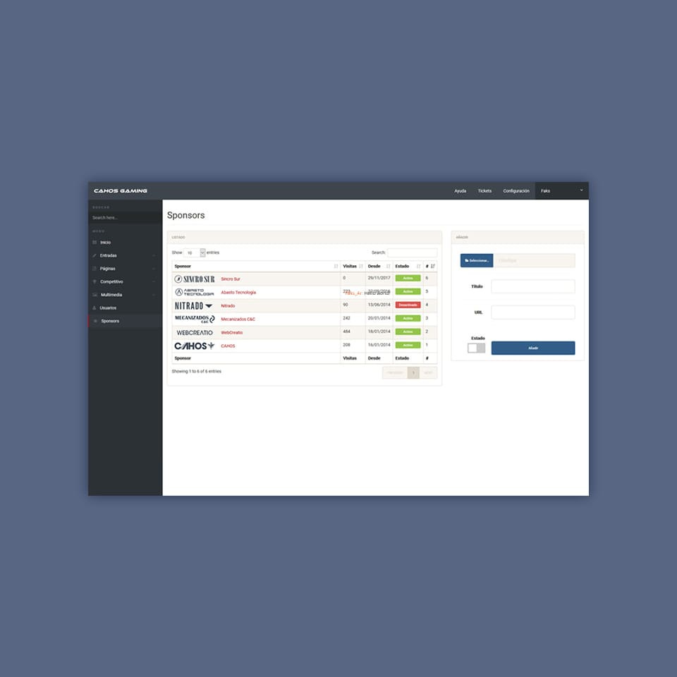 Sponsors management on admin cp